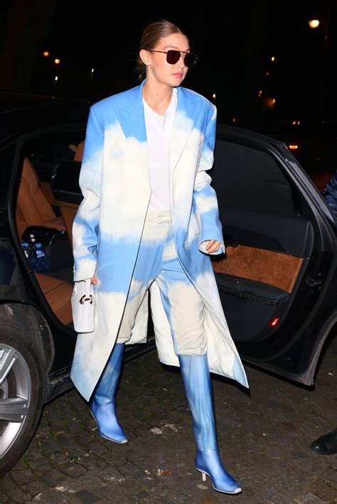 Gigi Hadid Wearing Cloud Suit in Paris .